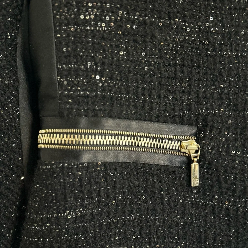 Moncler Gamme Rouge Limited Edition Sequin Statement Coat – Size 0 Black & Gold✨ - Picture 6 of 9